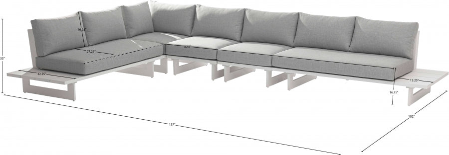 Maldives 102" Water Resistant Fabric Upholstered Outdoor Patio 5pc. Modular Sectional