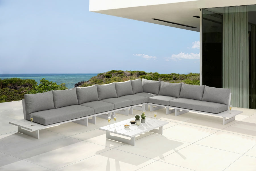 Maldives 129.5" Water Resistant Fabric Upholstered Outdoor Patio 7pc. Modular Sectional