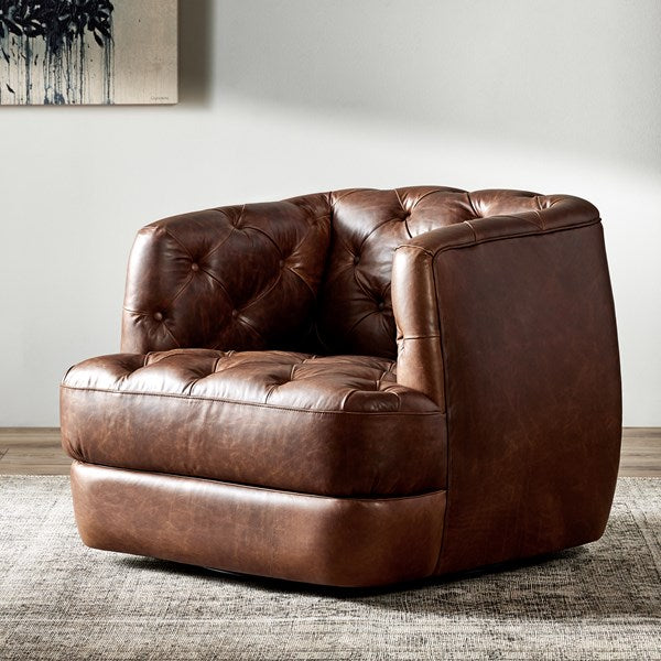 Hattie Leather Swivel Chair