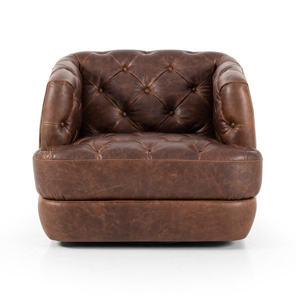 Chaise pivotante en cuir Hattie
