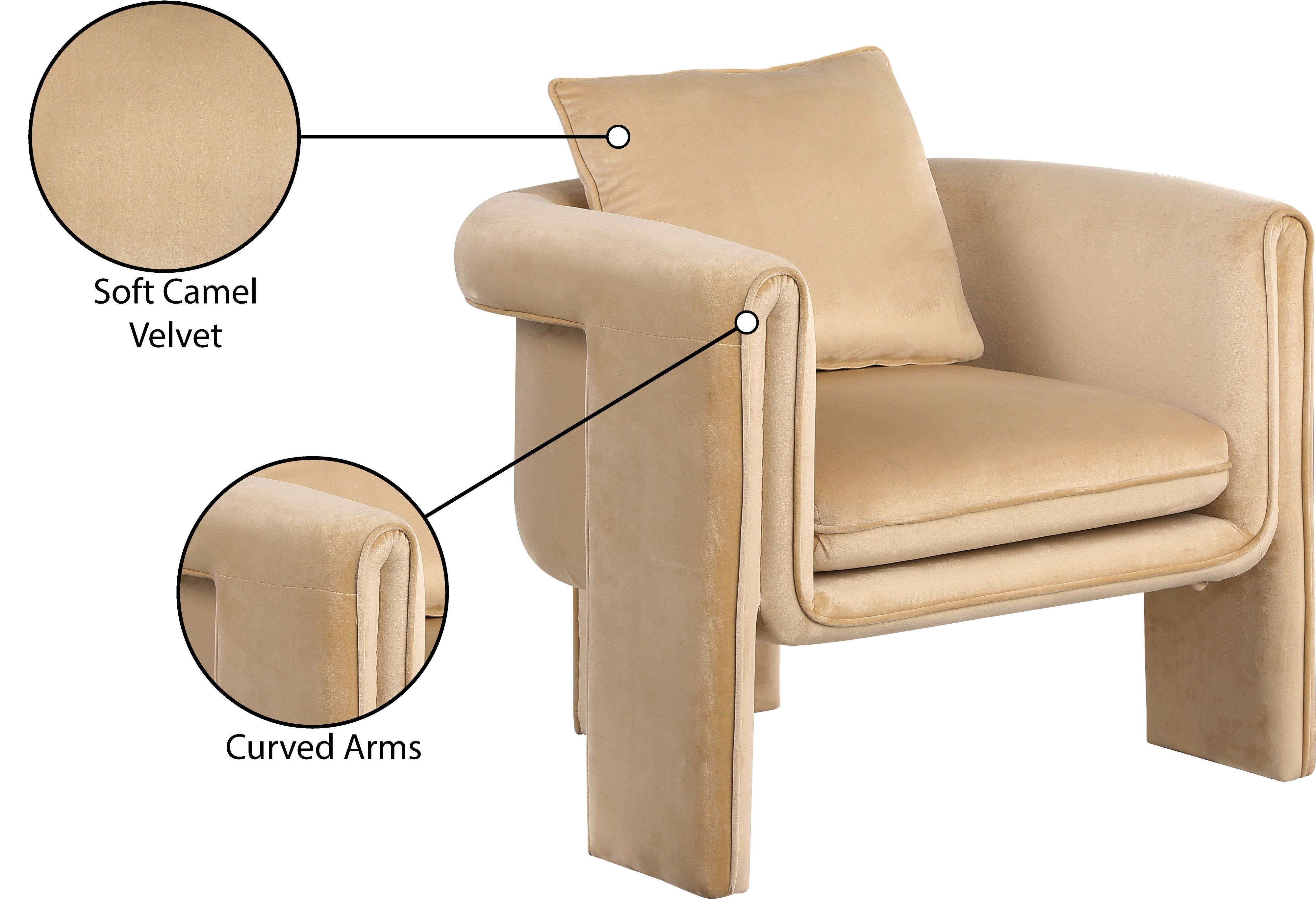 Fauteuil d'appoint rembourré en chenille Vivi