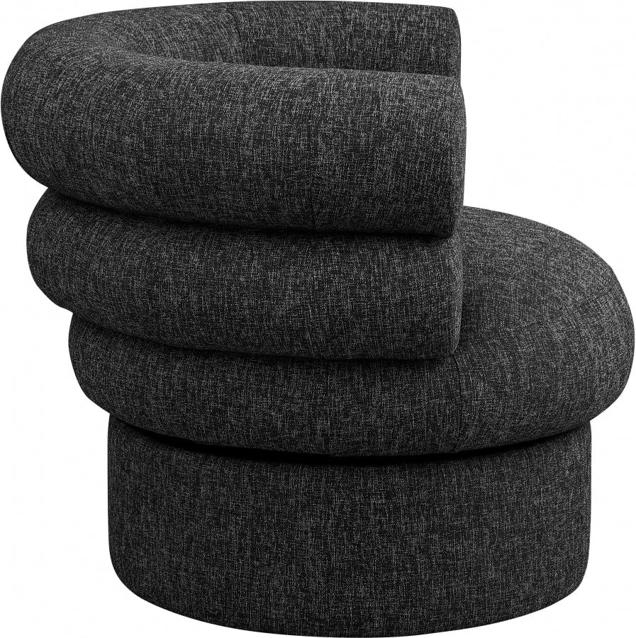 Valentina Linen Textured Fabric Upholstered Swivel Accent Chair