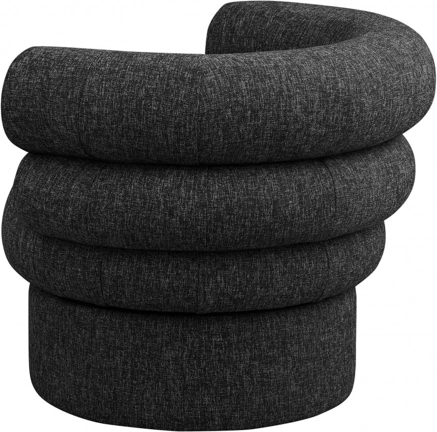 Valentina Linen Textured Fabric Upholstered Swivel Accent Chair