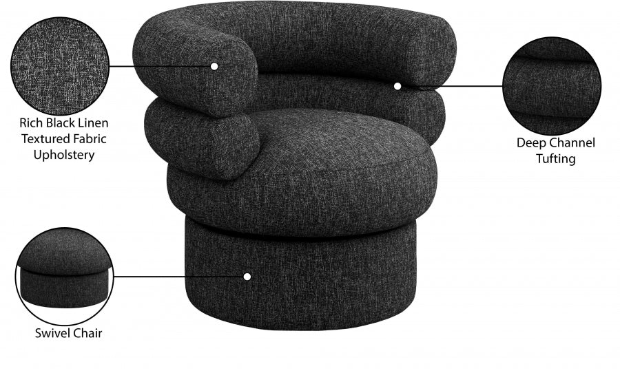 Valentina Linen Textured Fabric Upholstered Swivel Accent Chair