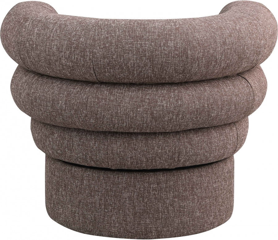 Valentina Linen Textured Fabric Upholstered Swivel Accent Chair