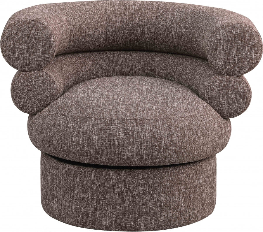 Valentina Linen Textured Fabric Upholstered Swivel Accent Chair