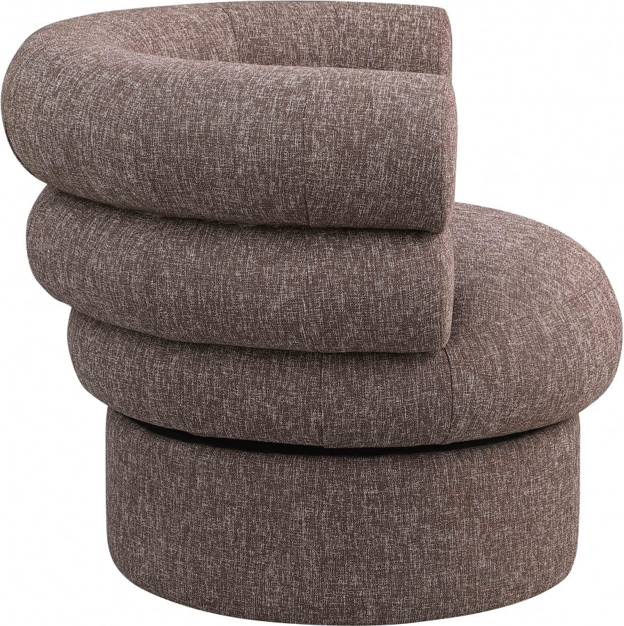 Valentina Linen Textured Fabric Upholstered Swivel Accent Chair