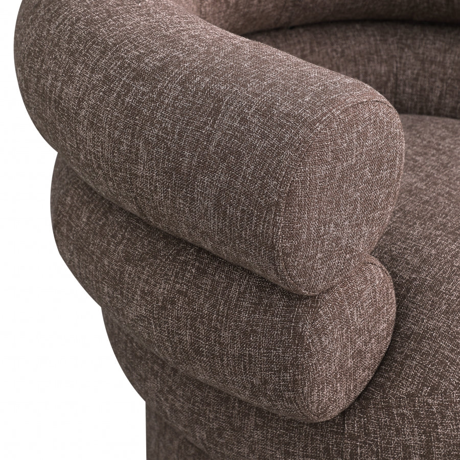 Valentina Linen Textured Fabric Upholstered Swivel Accent Chair