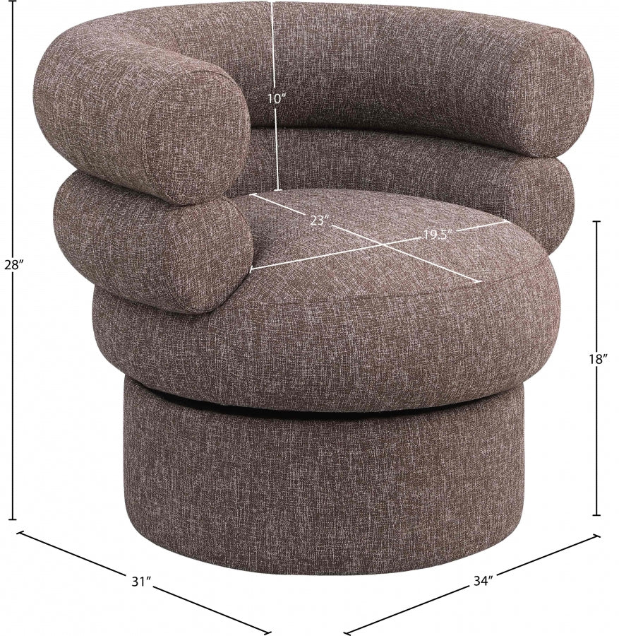 Valentina Linen Textured Fabric Upholstered Swivel Accent Chair