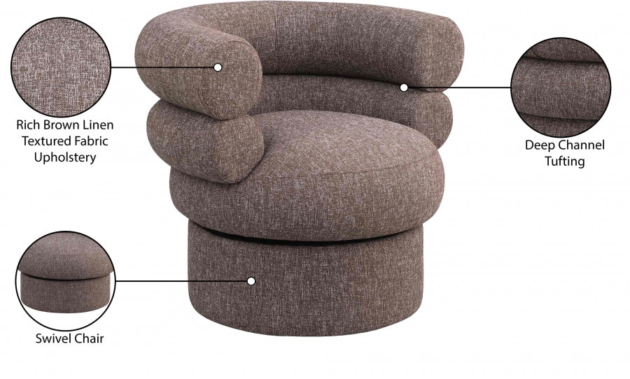 Valentina Linen Textured Fabric Upholstered Swivel Accent Chair