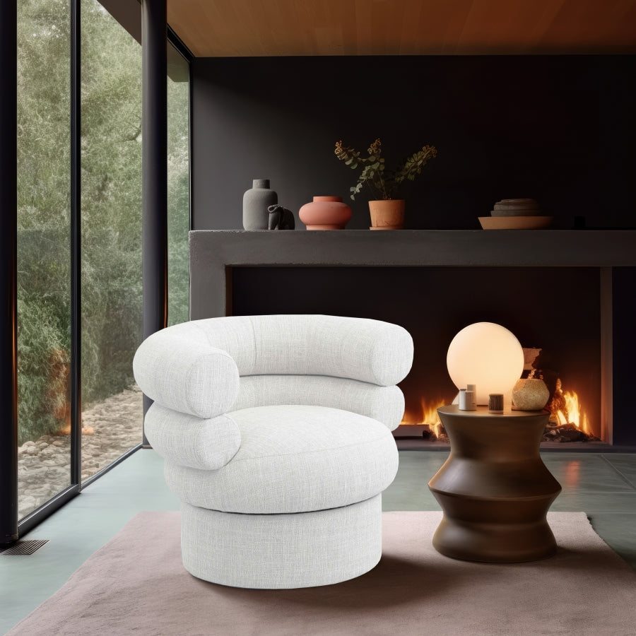 Valentina Linen Textured Fabric Upholstered Swivel Accent Chair