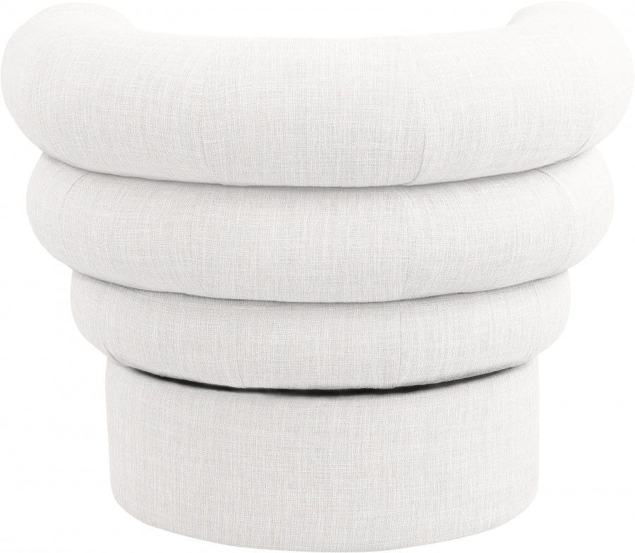 Valentina Linen Textured Fabric Upholstered Swivel Accent Chair