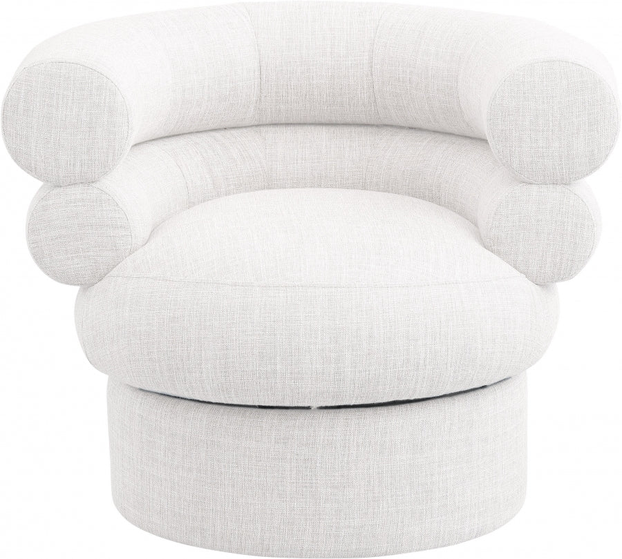Valentina Linen Textured Fabric Upholstered Swivel Accent Chair