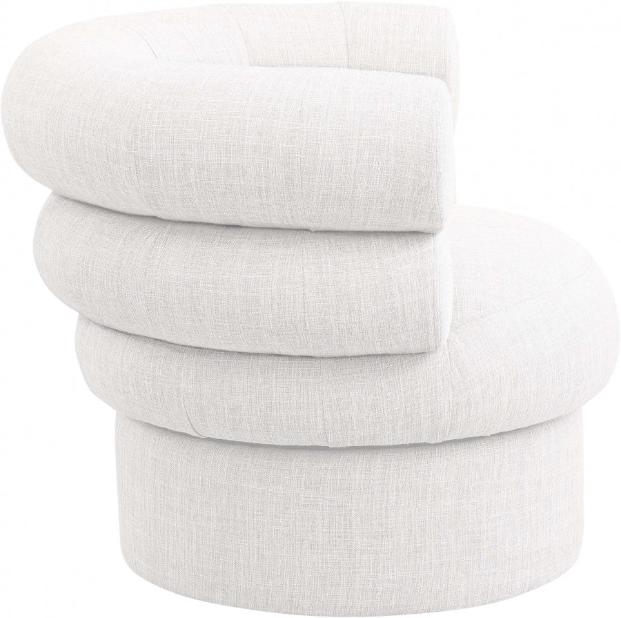 Valentina Linen Textured Fabric Upholstered Swivel Accent Chair