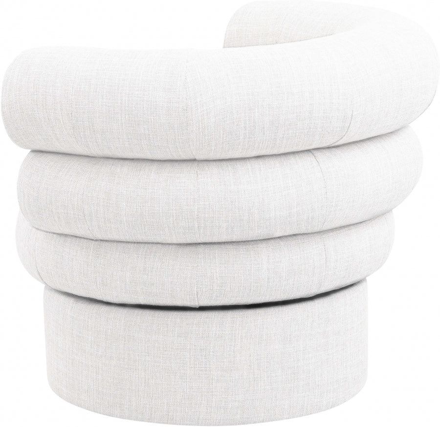 Valentina Linen Textured Fabric Upholstered Swivel Accent Chair