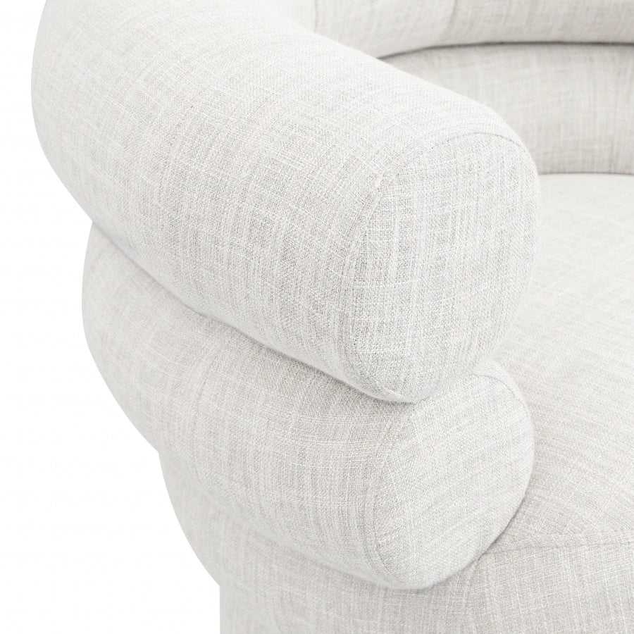 Valentina Linen Textured Fabric Upholstered Swivel Accent Chair