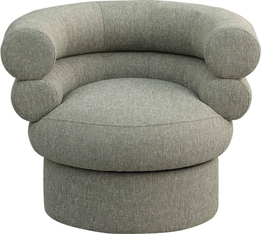 Valentina Linen Textured Fabric Upholstered Swivel Accent Chair