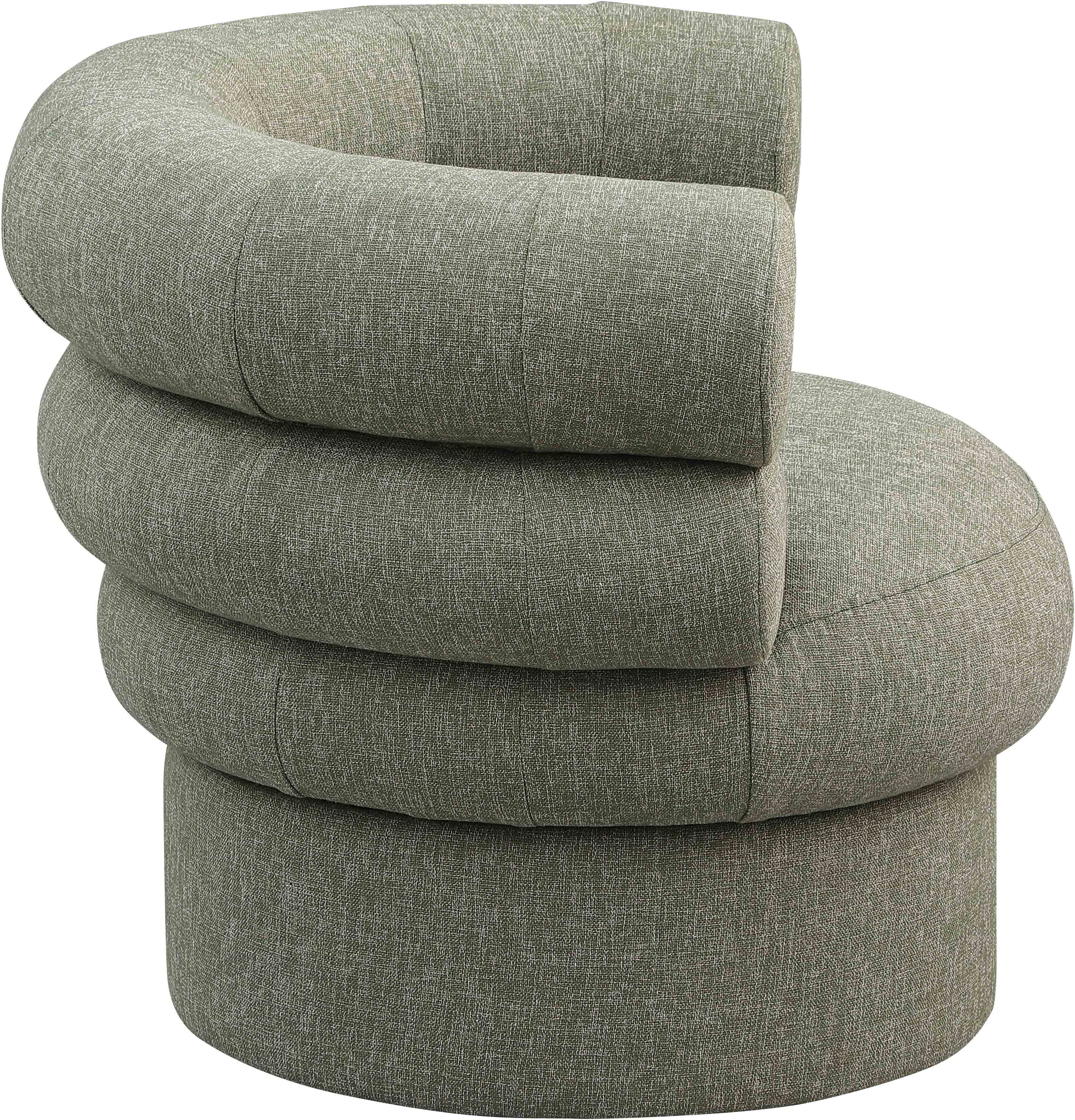 Valentina Linen Textured Fabric Upholstered Swivel Accent Chair