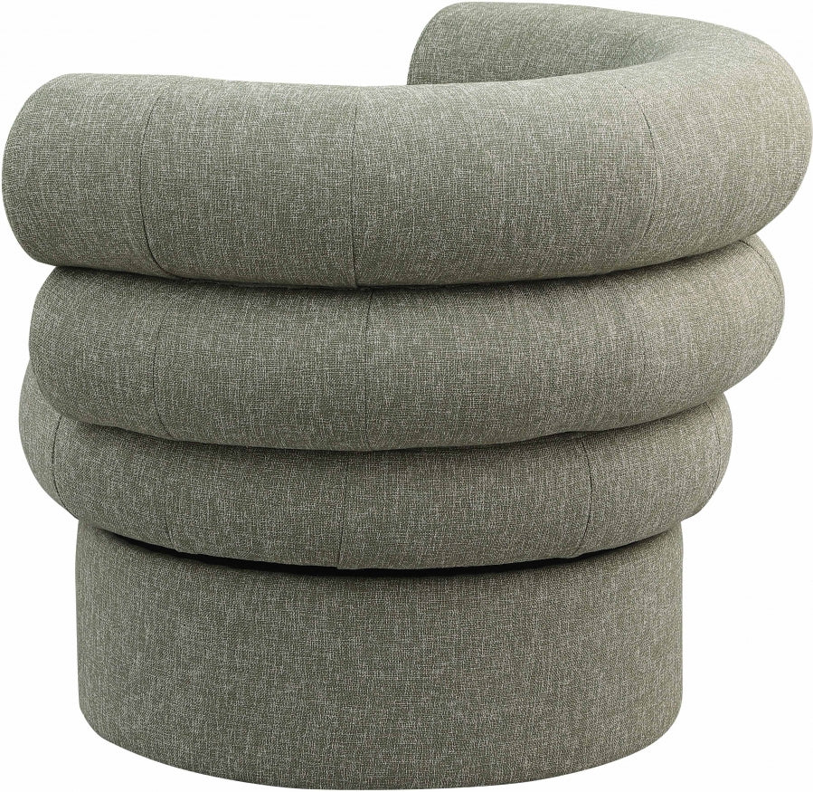 Valentina Linen Textured Fabric Upholstered Swivel Accent Chair