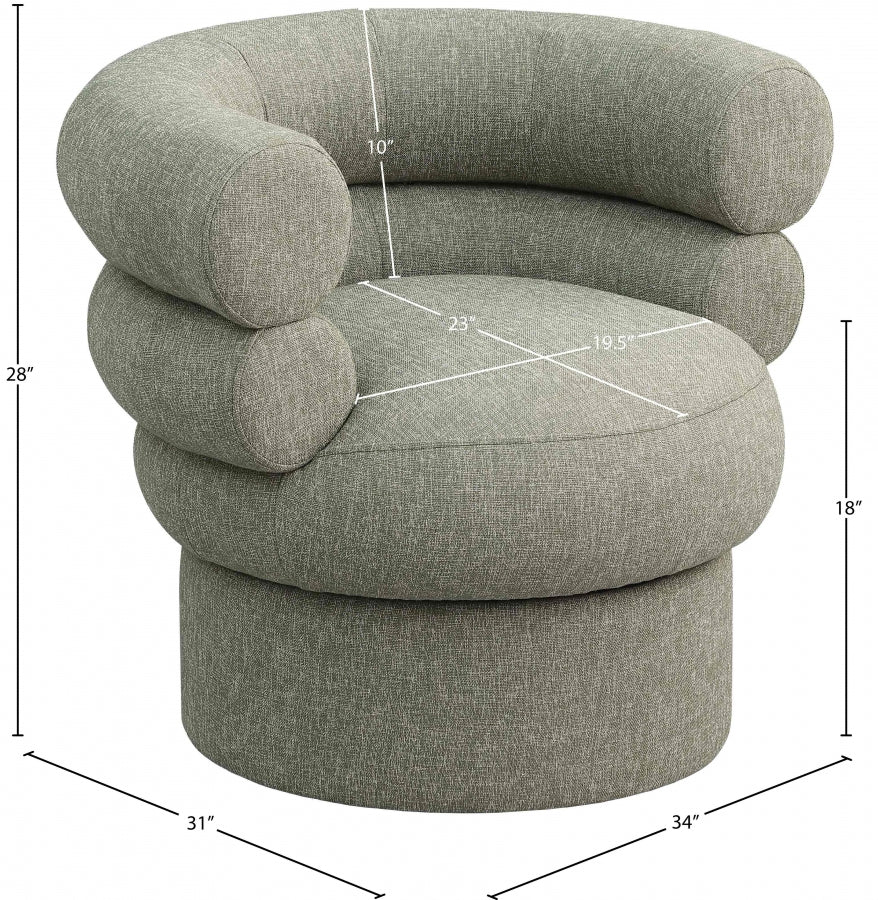 Valentina Linen Textured Fabric Upholstered Swivel Accent Chair
