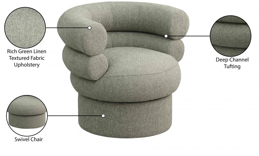 Valentina Linen Textured Fabric Upholstered Swivel Accent Chair