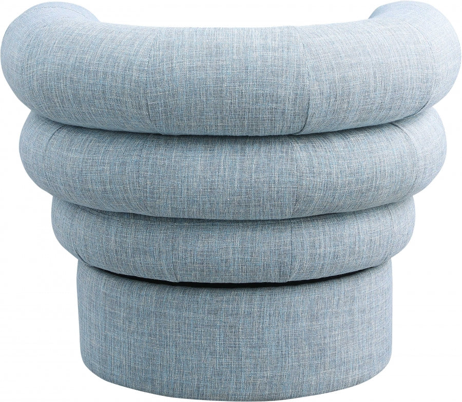 Valentina Linen Textured Fabric Upholstered Swivel Accent Chair