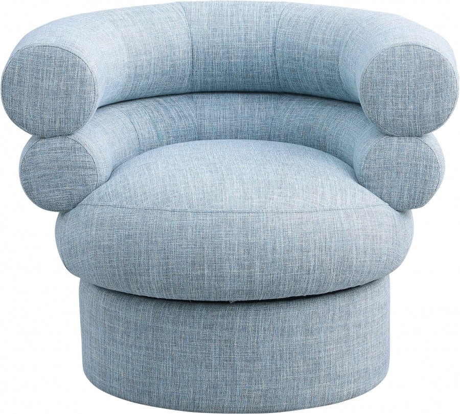 Valentina Linen Textured Fabric Upholstered Swivel Accent Chair