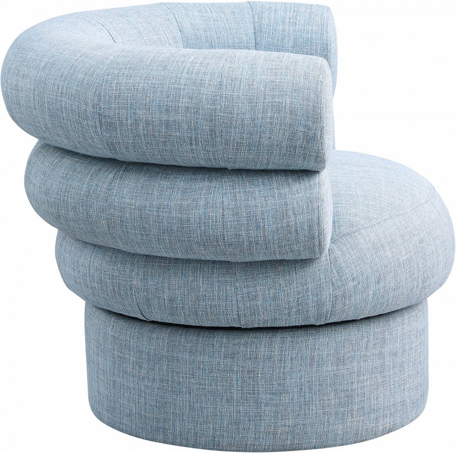 Valentina Linen Textured Fabric Upholstered Swivel Accent Chair
