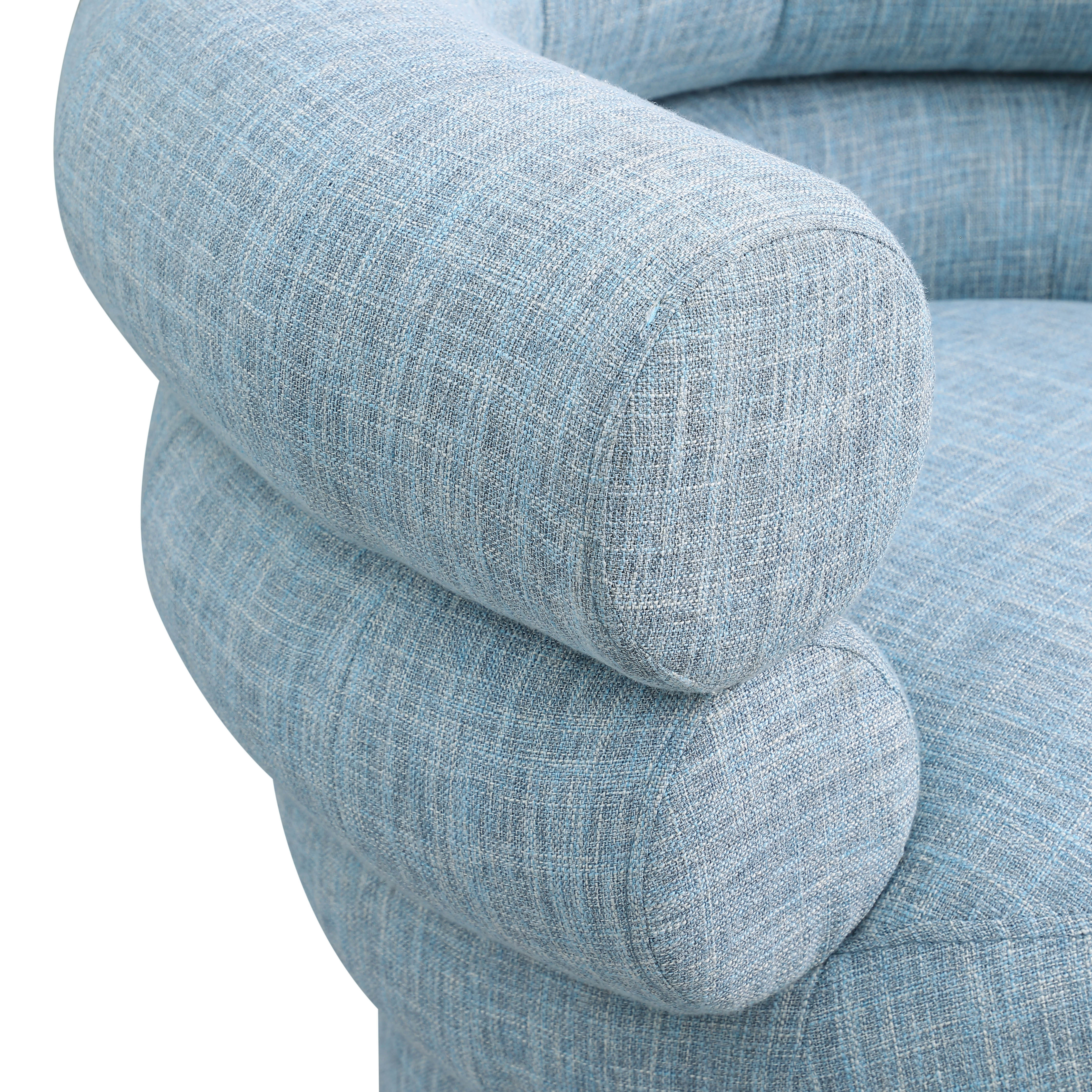 Valentina Linen Textured Fabric Upholstered Swivel Accent Chair