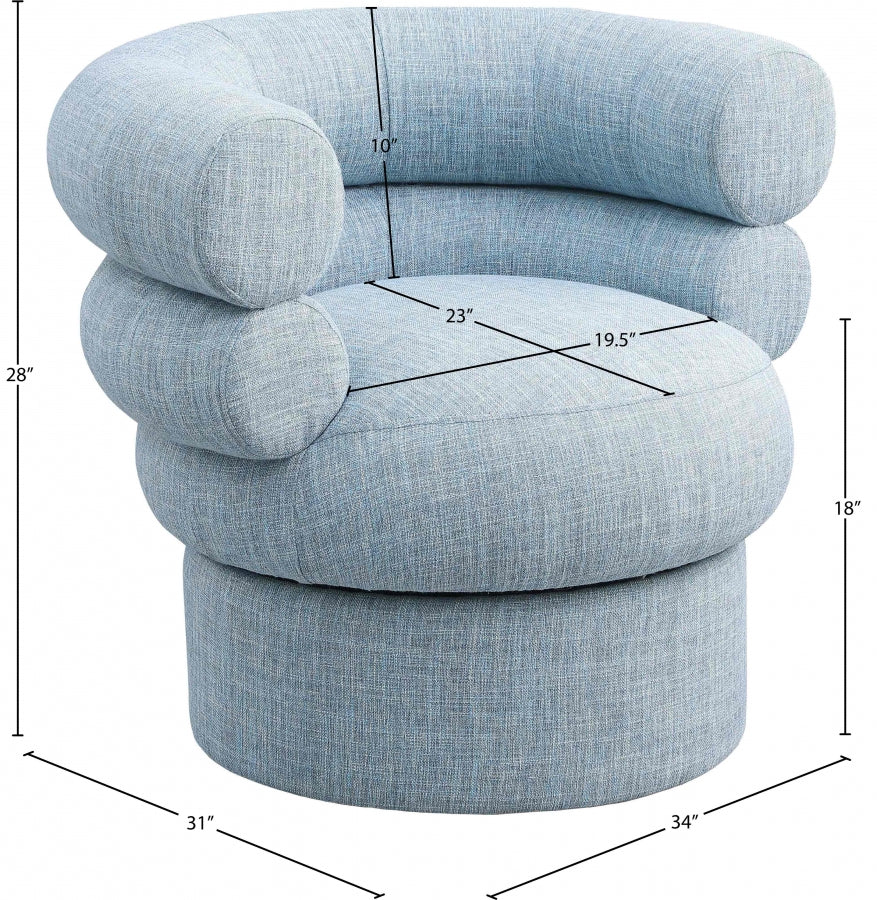 Valentina Linen Textured Fabric Upholstered Swivel Accent Chair