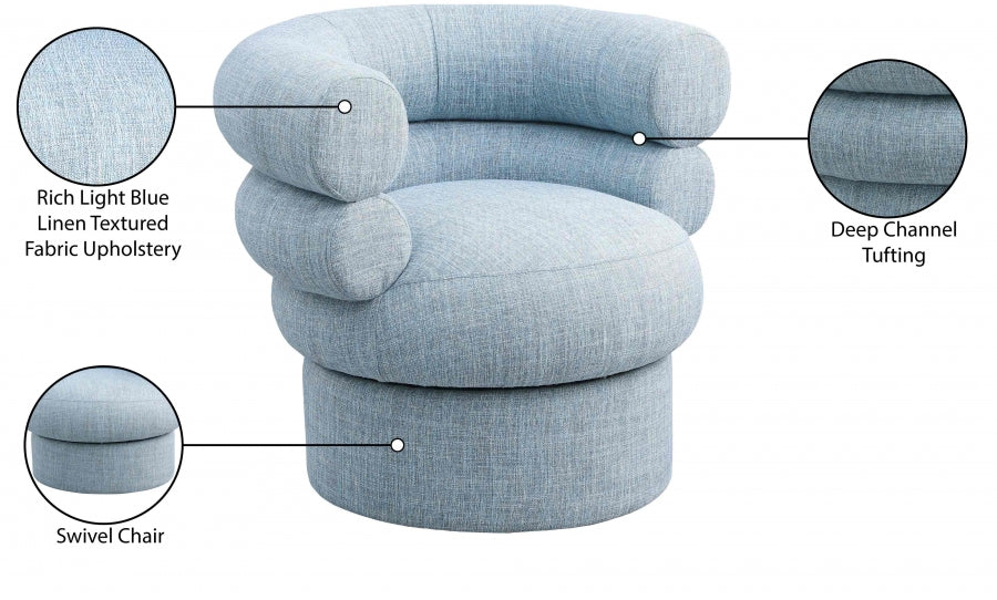Valentina Linen Textured Fabric Upholstered Swivel Accent Chair