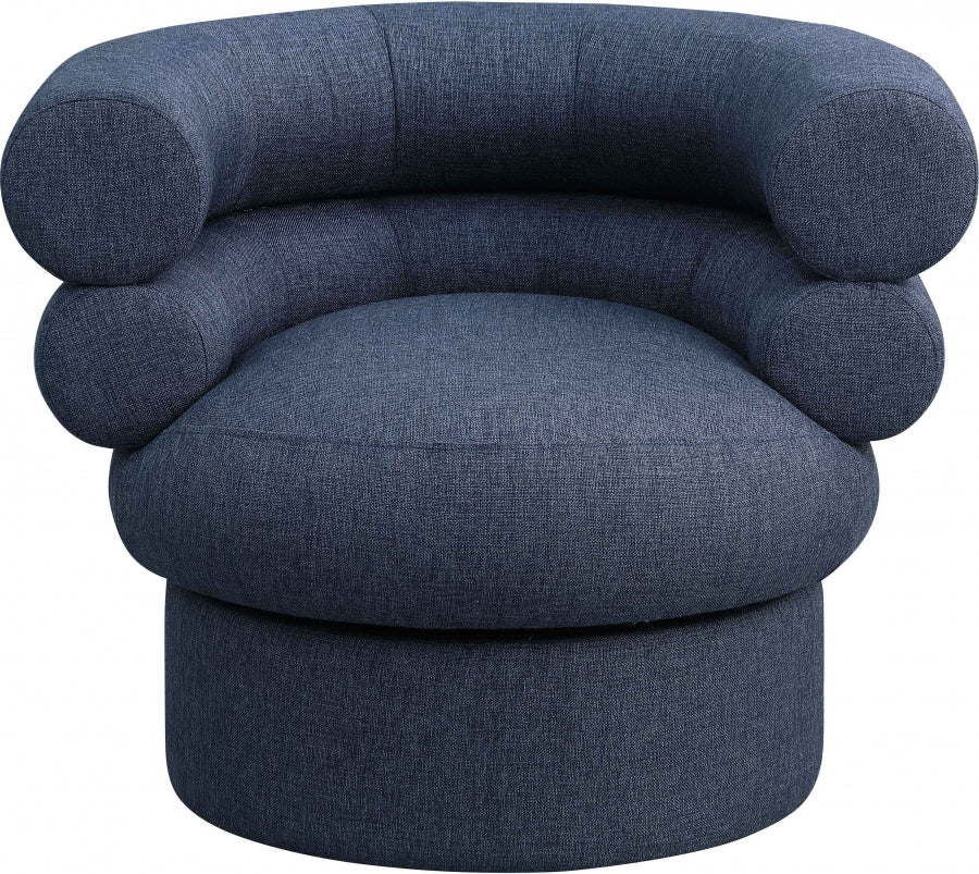 Valentina Linen Textured Fabric Upholstered Swivel Accent Chair