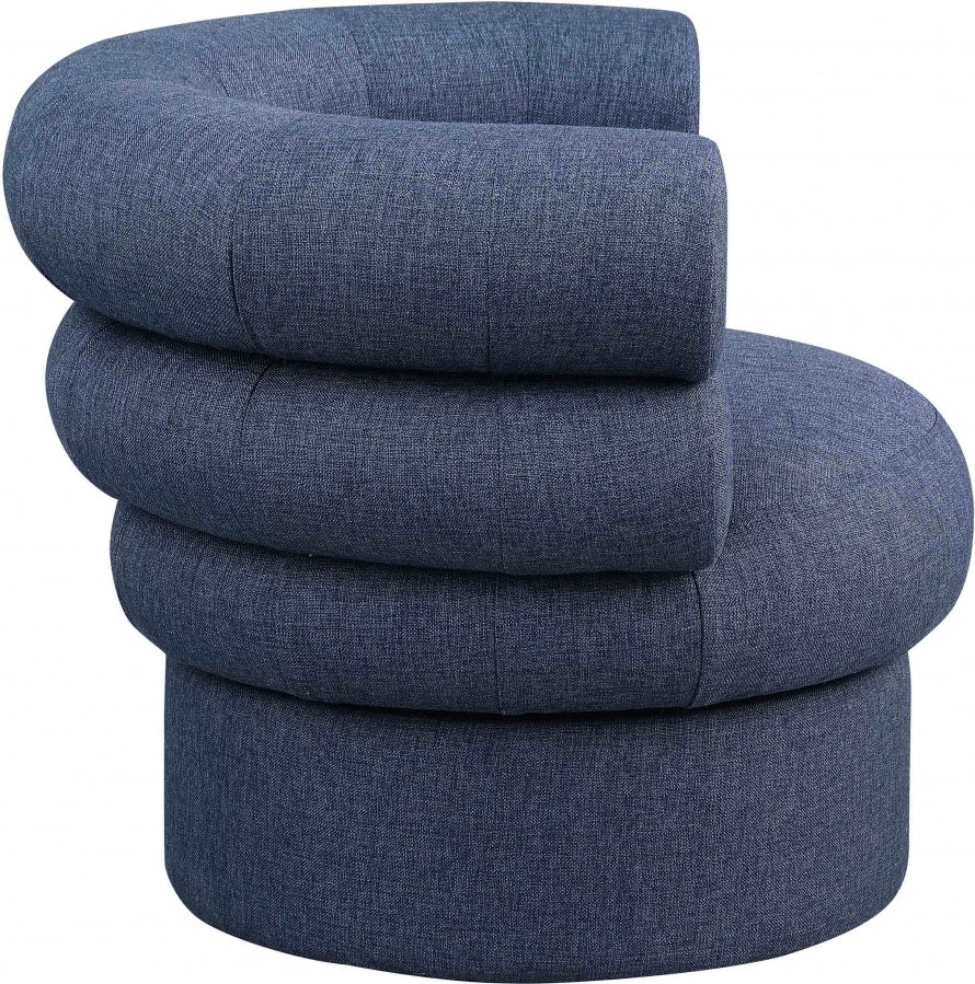 Valentina Linen Textured Fabric Upholstered Swivel Accent Chair
