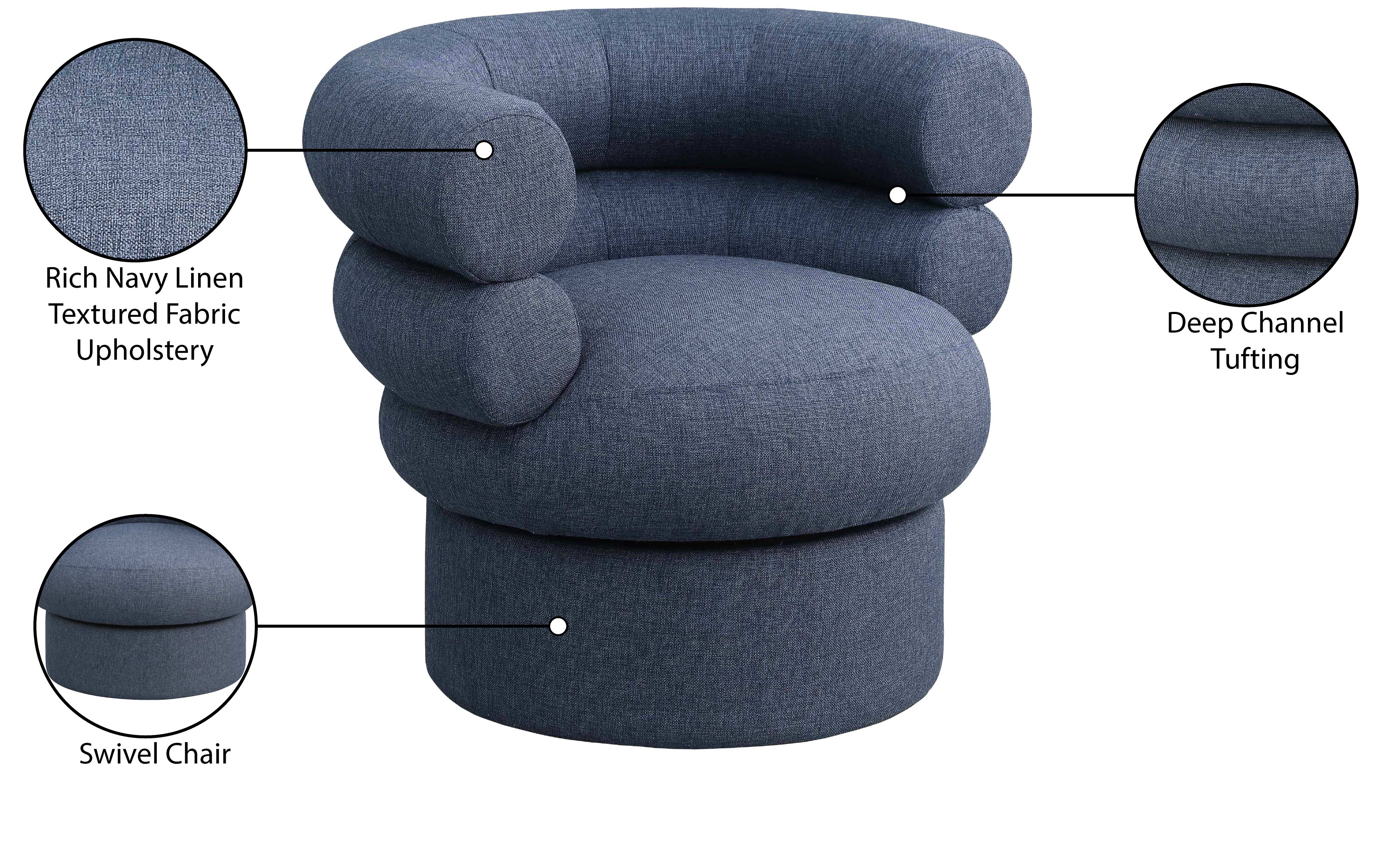 Valentina Linen Textured Fabric Upholstered Swivel Accent Chair