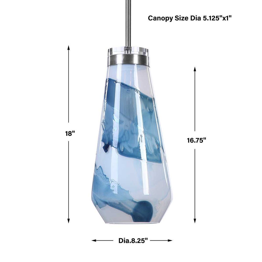 Windswept Blue & White, 1 Lt Mini Pendant
