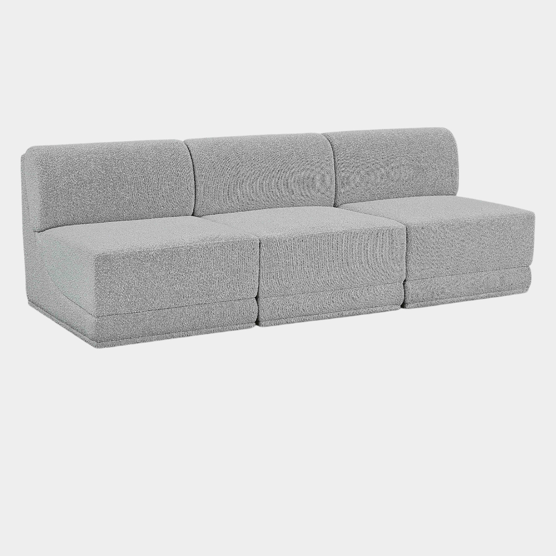 Canapé trois places sans accoudoirs en tissu Boucle Ollie