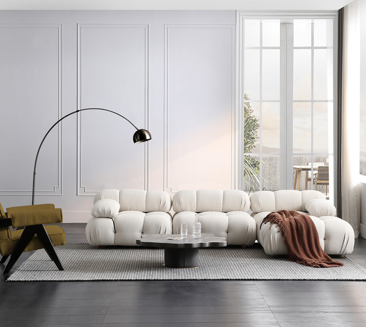 Mario Bellini Boucle Sofa with Ottoman