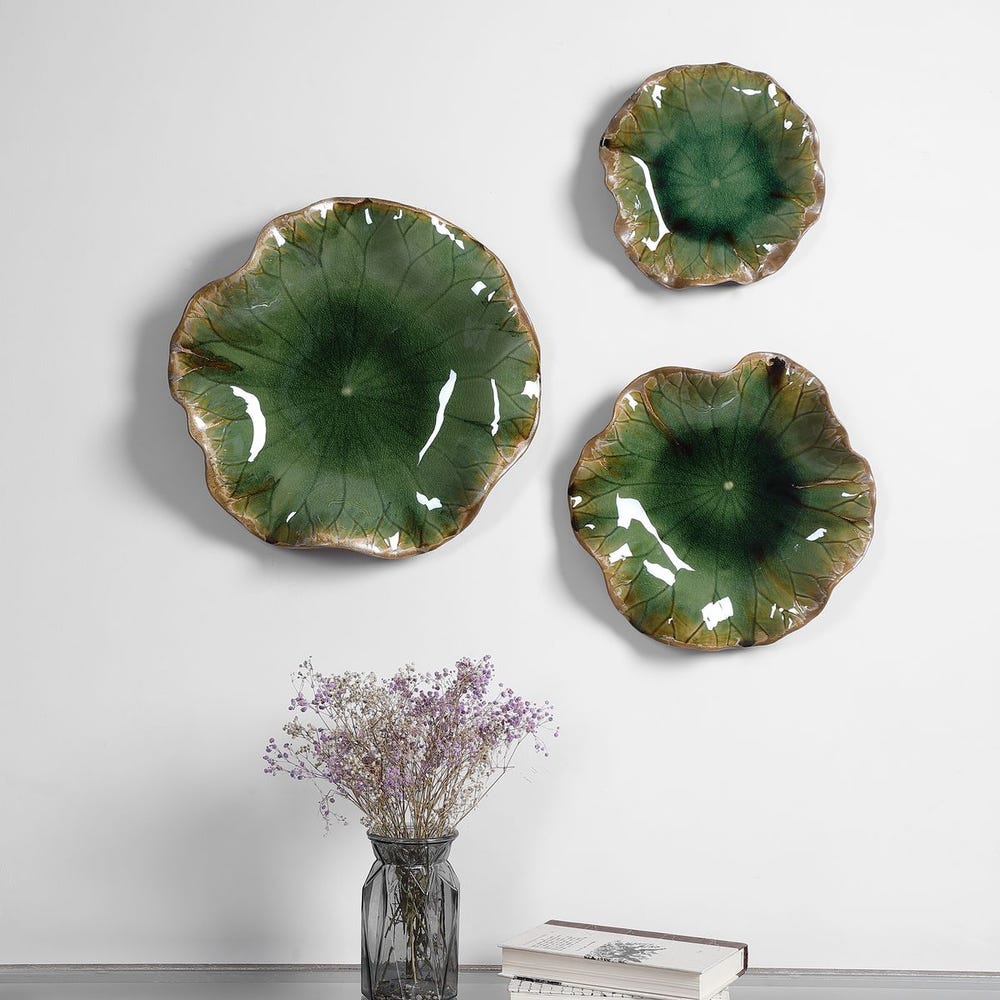 Abella Ceramic Outdoor Wall Decor, S/3