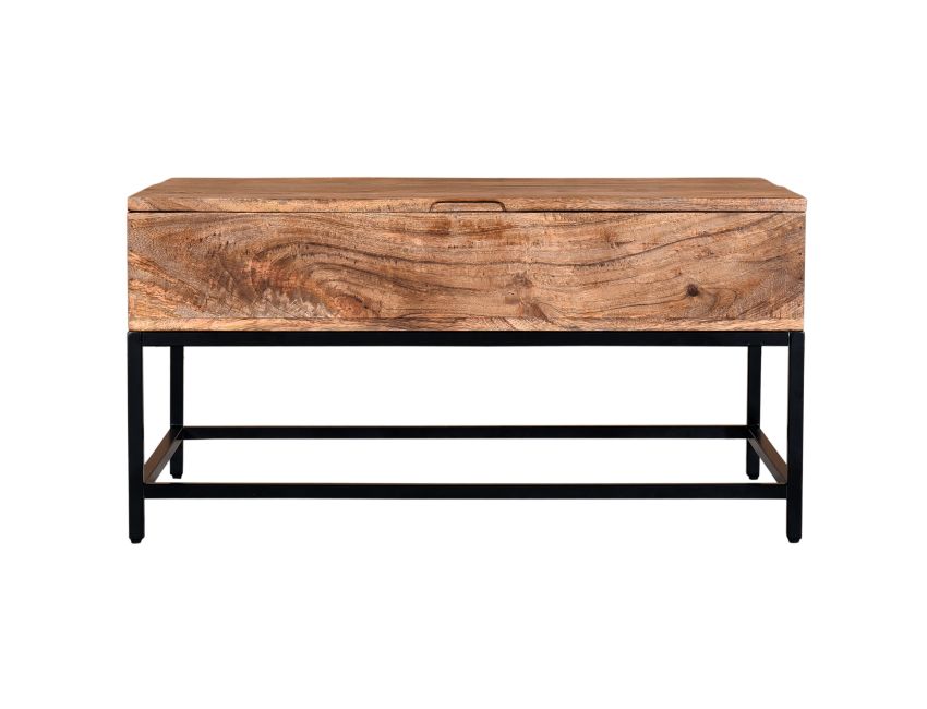 Ojas Lift-Top Coffee Table in Natural Burnt and Black