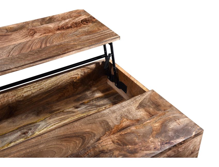 Ojas Lift-Top Coffee Table in Natural Burnt and Black