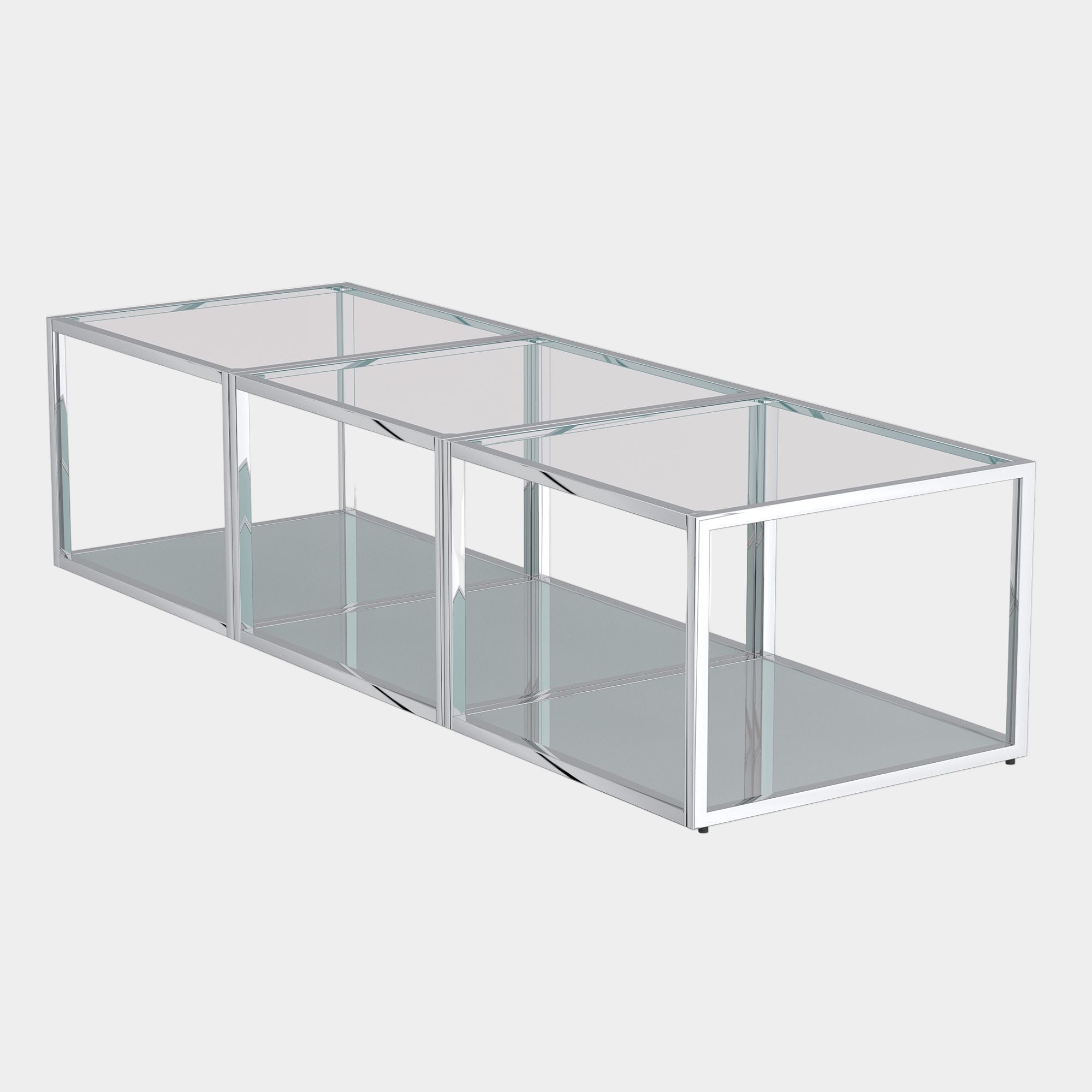 Casini 3pc Small Coffee Table Set in Silver