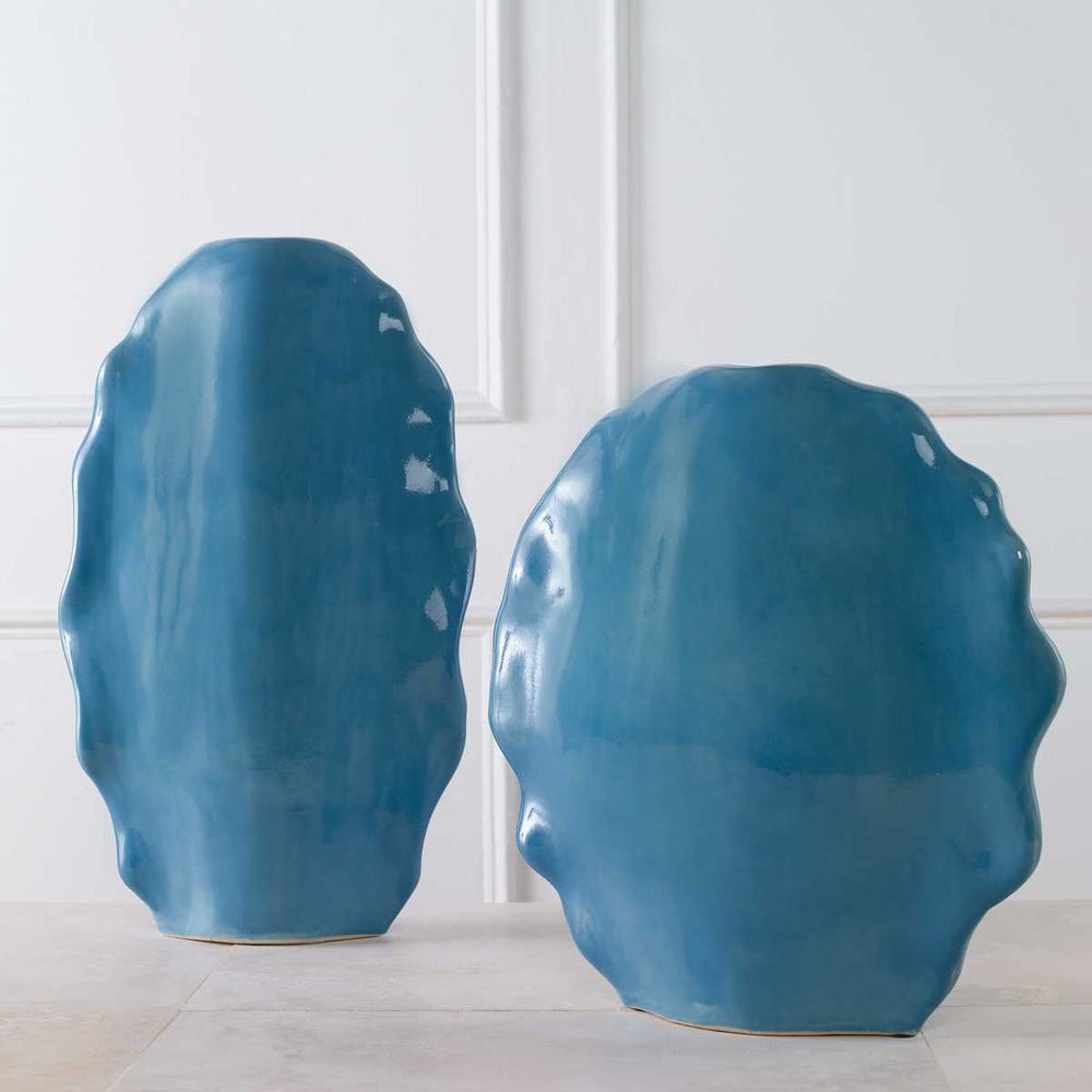 Ruffled Feathers Outdoor Vases, S/2