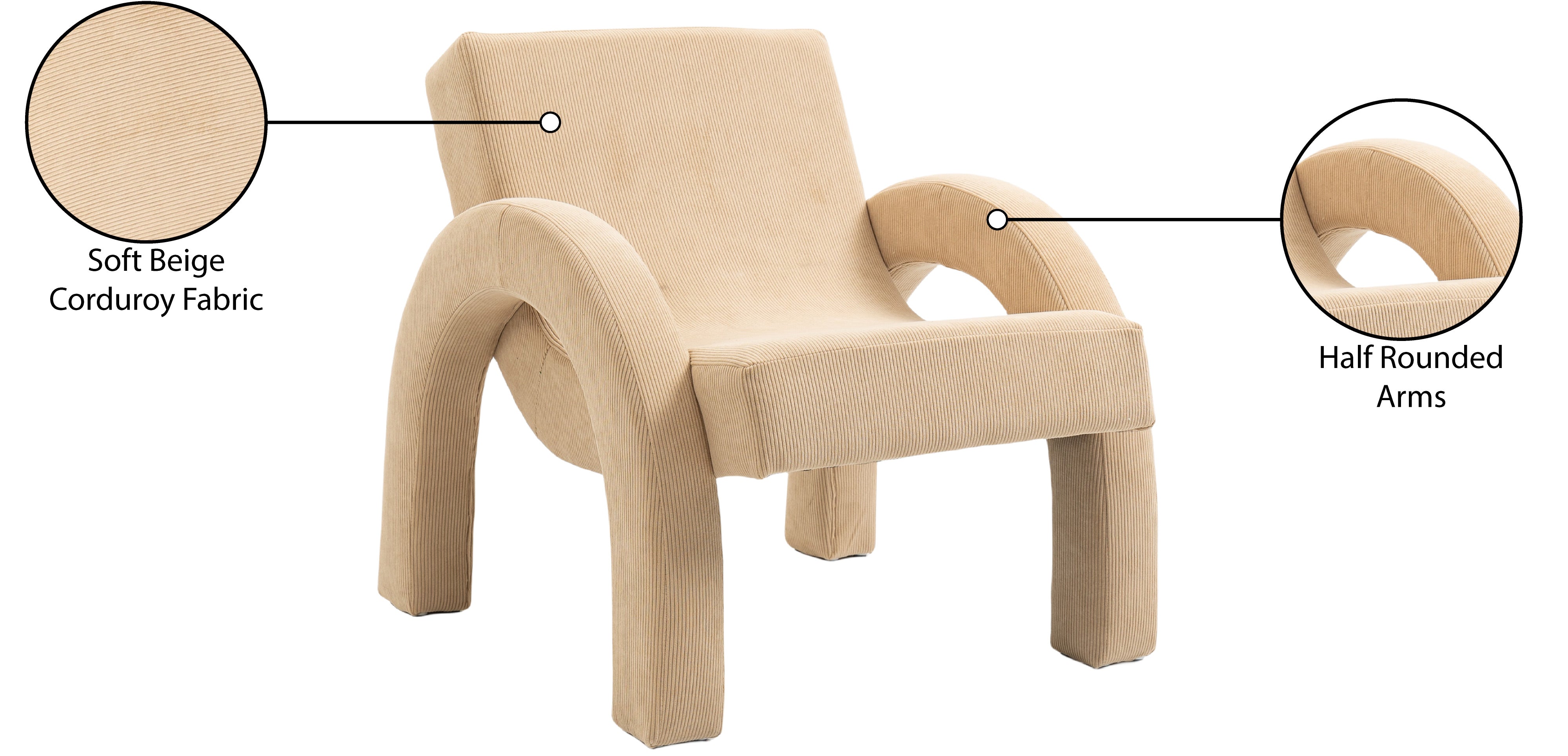 Fauteuil d'appoint rembourré en chenille Vivi