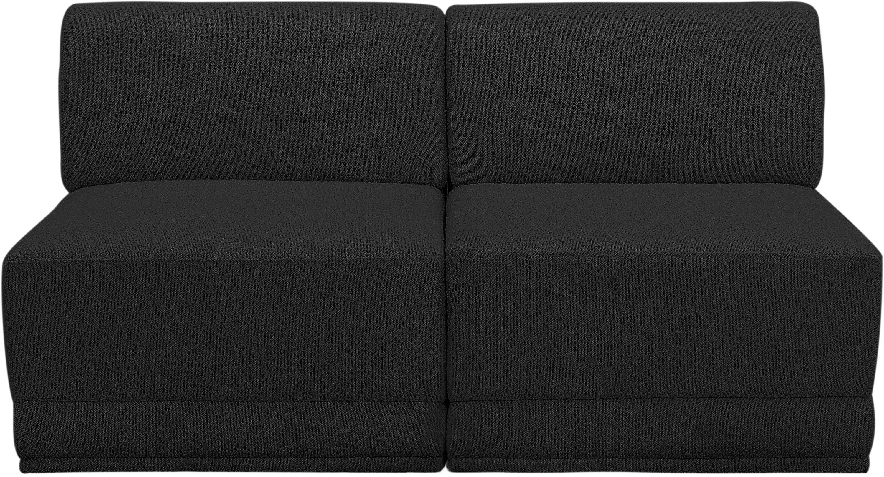 Canapé deux places sans accoudoirs en tissu Boucle Ollie