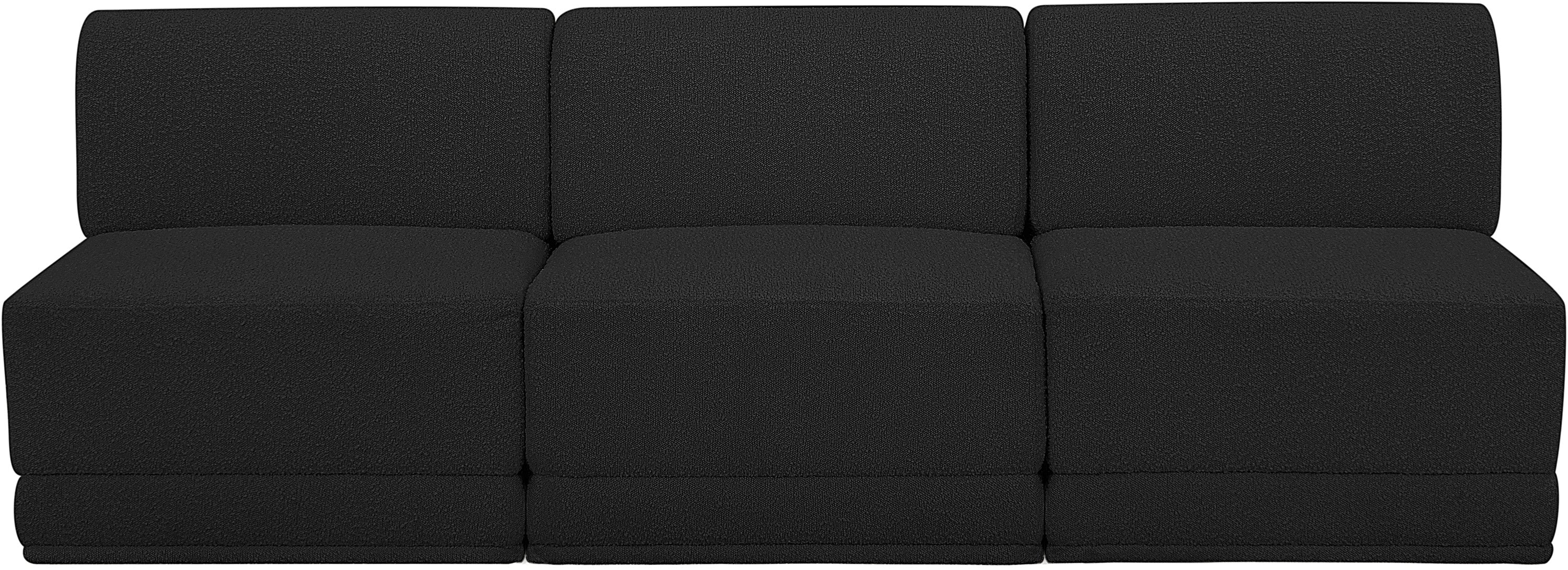 Canapé trois places sans accoudoirs en tissu Boucle Ollie