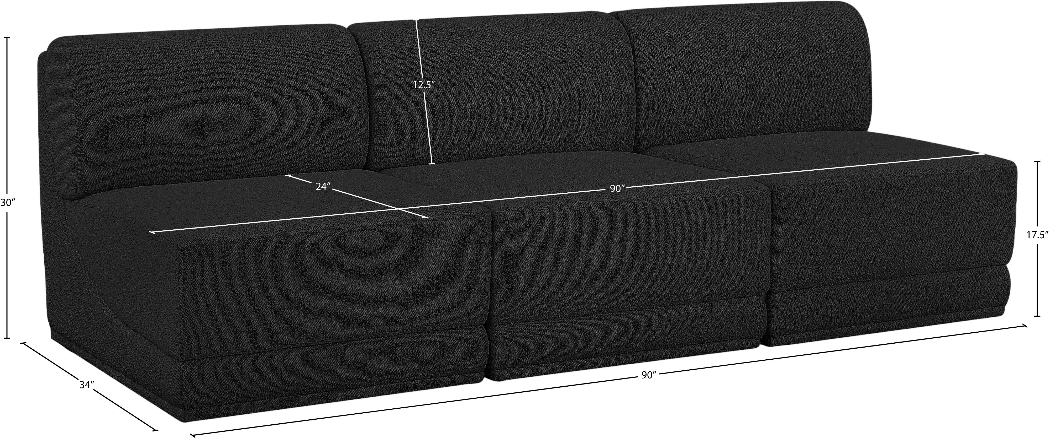 Canapé trois places sans accoudoirs en tissu Boucle Ollie