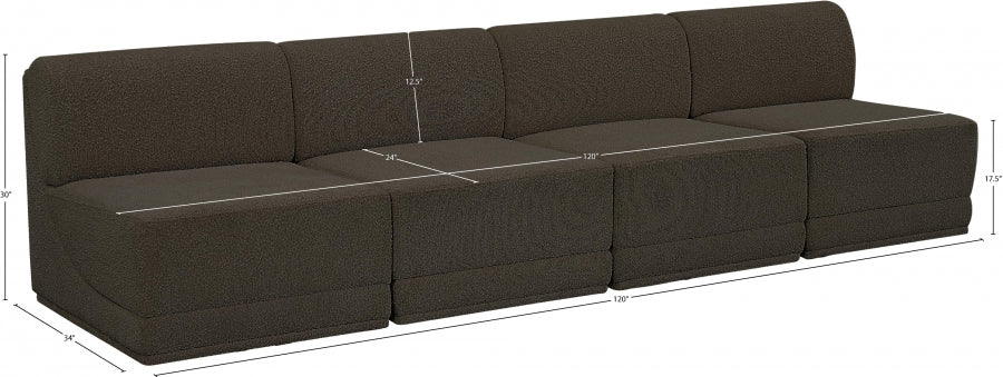 Canapé sans accoudoirs en tissu Boucle Ollie
