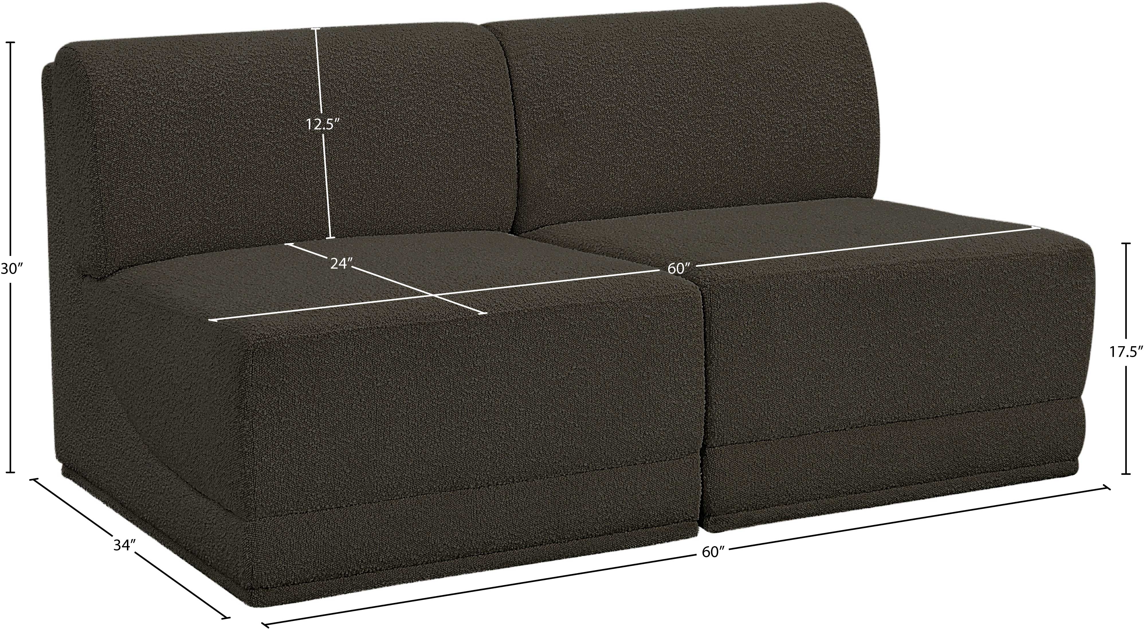 Canapé deux places sans accoudoirs en tissu Boucle Ollie