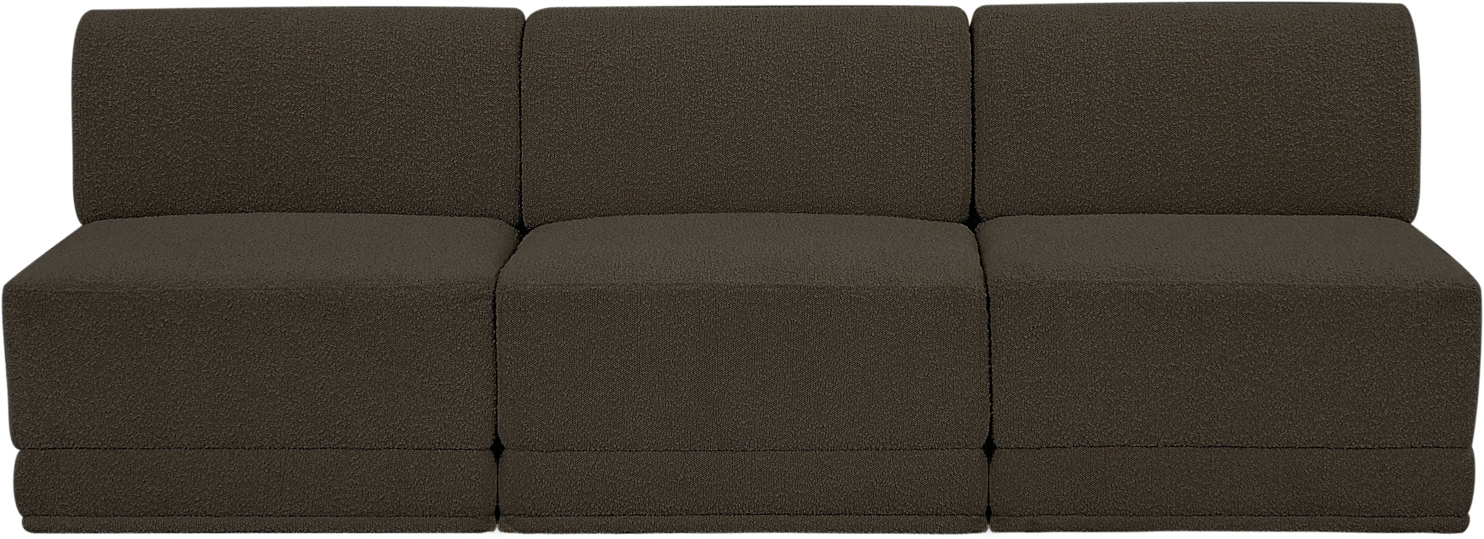 Canapé trois places sans accoudoirs en tissu Boucle Ollie