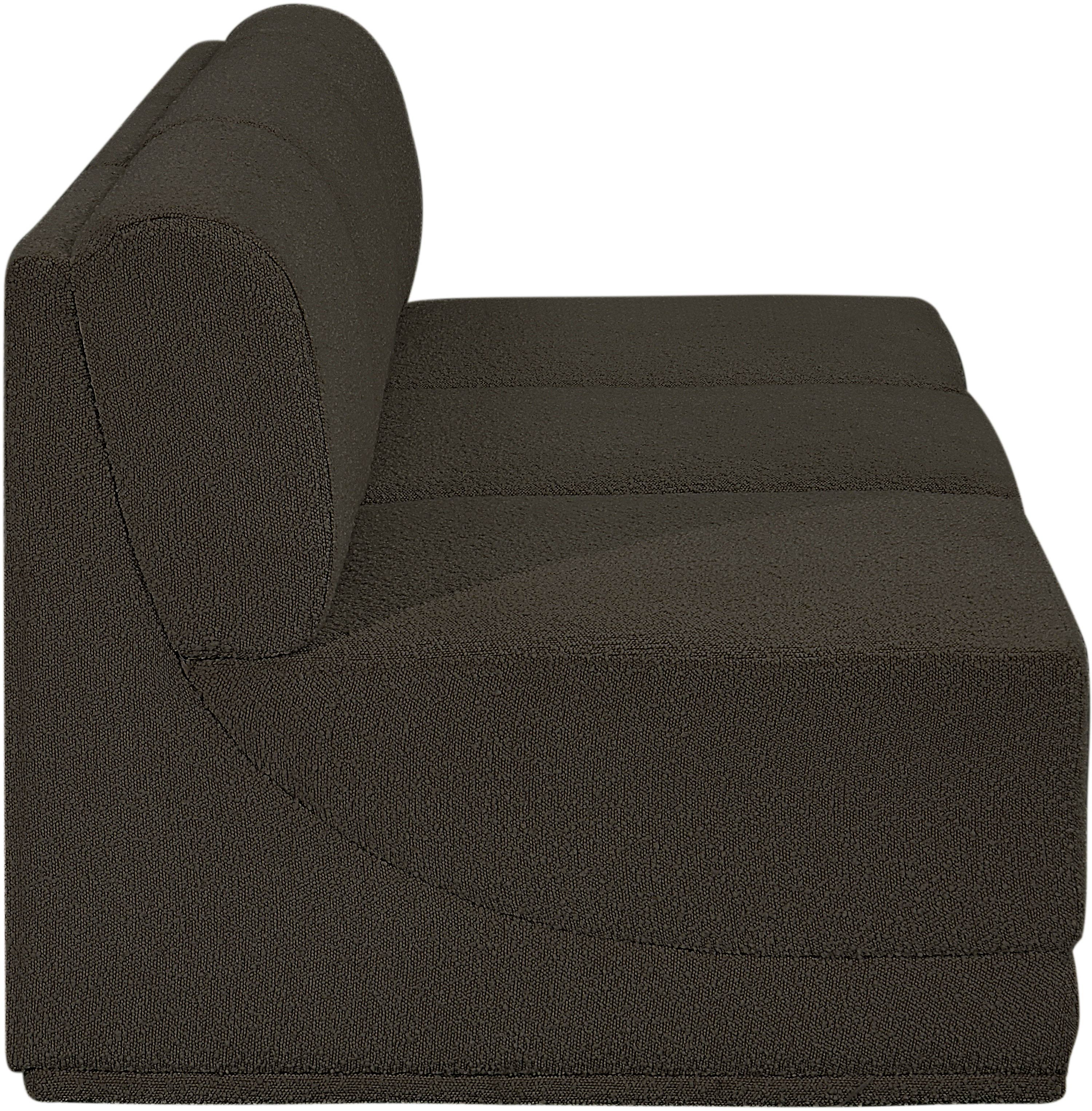 Canapé trois places sans accoudoirs en tissu Boucle Ollie